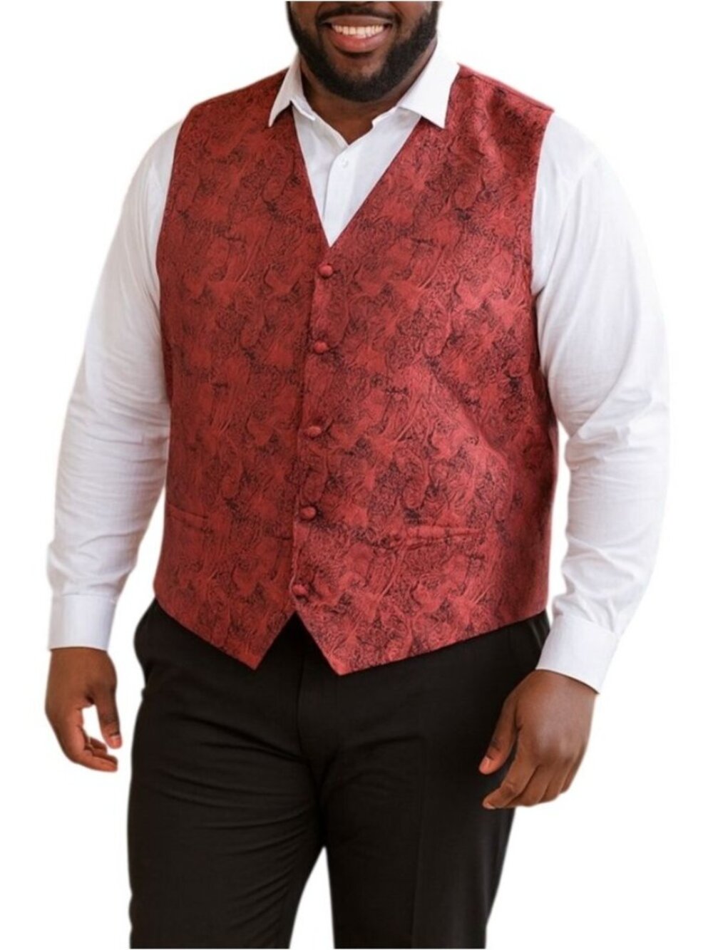 Daniel Ellissa Mens Size Medium Vest Red Paisley Spare Button Adjustable  Back